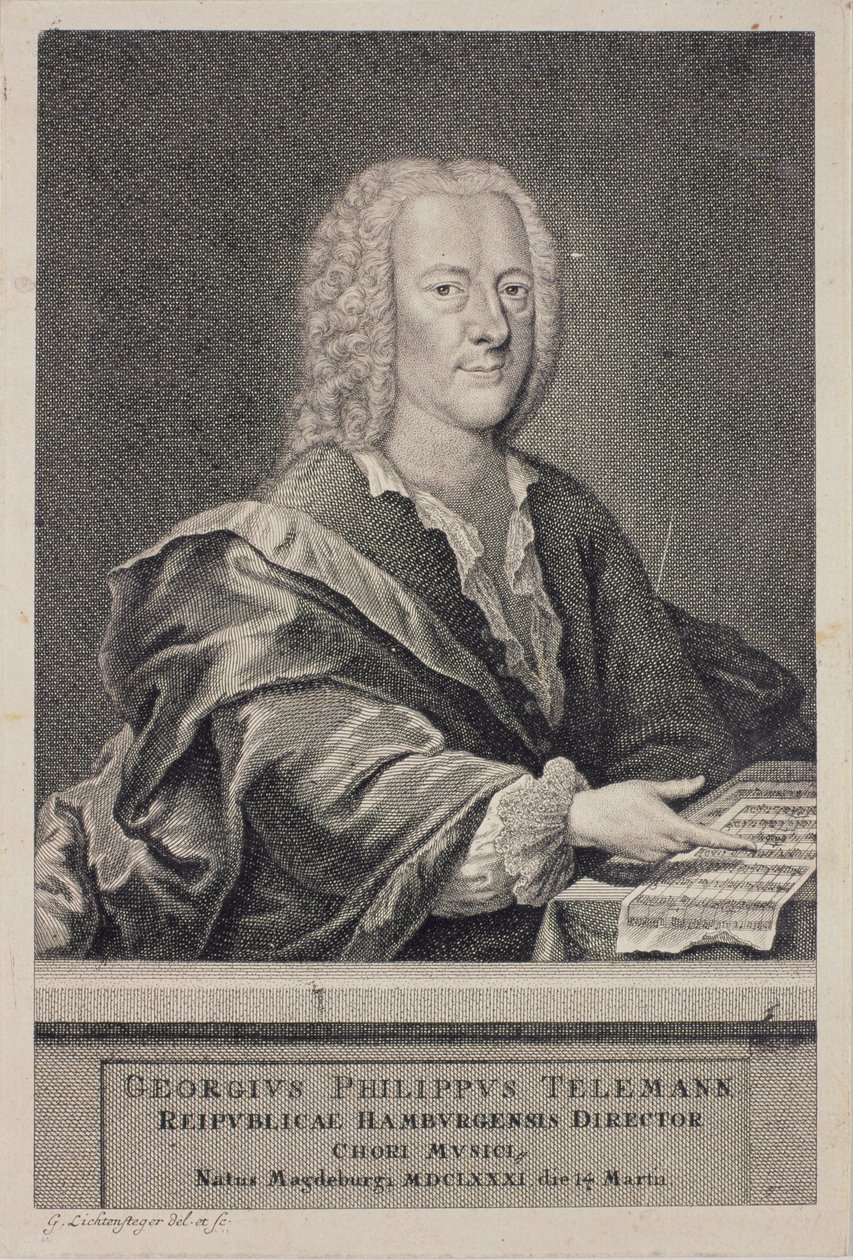 Portret Georga Philippa Telemanna (1681-1757) autorstwa Georg Lichtensteger