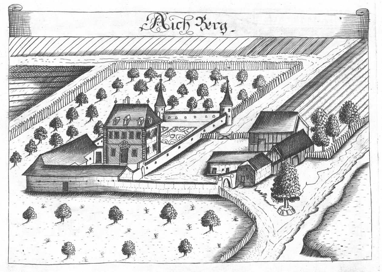 Grawer, widok zamku Aichberg, Górna Austria autorstwa Georg Matthaus Vischer
