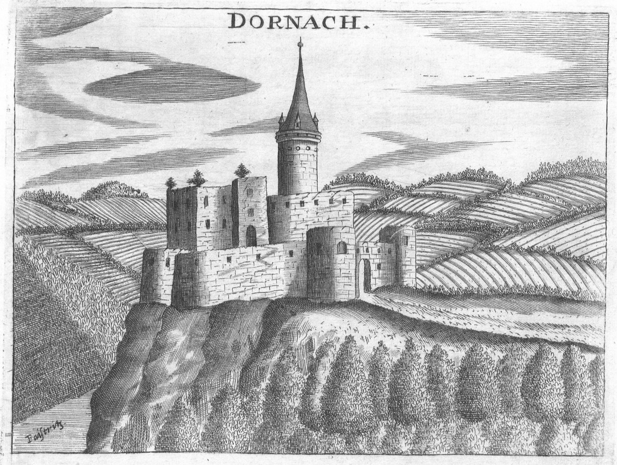 Grawer, widok zamku Dornach, Górna Austria autorstwa Georg Matthaus Vischer