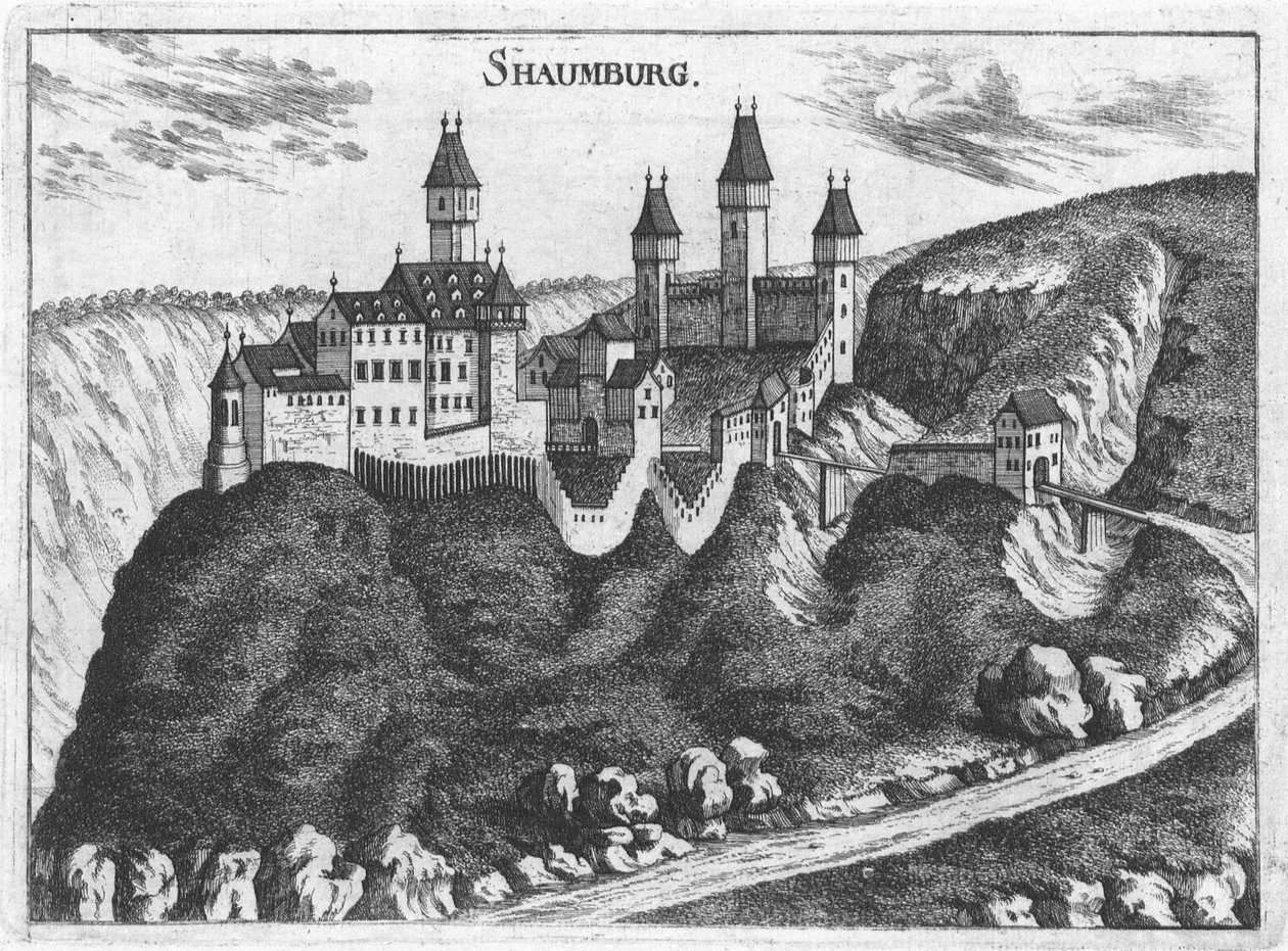 Grawer, widok zamku Schaunburg, Górna Austria autorstwa Georg Matthäus  Vischer