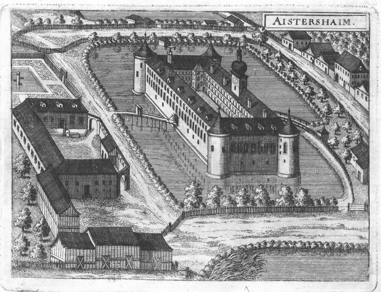 Zamek Aistersheim około 1674 autorstwa Georg Matthaus Vischer