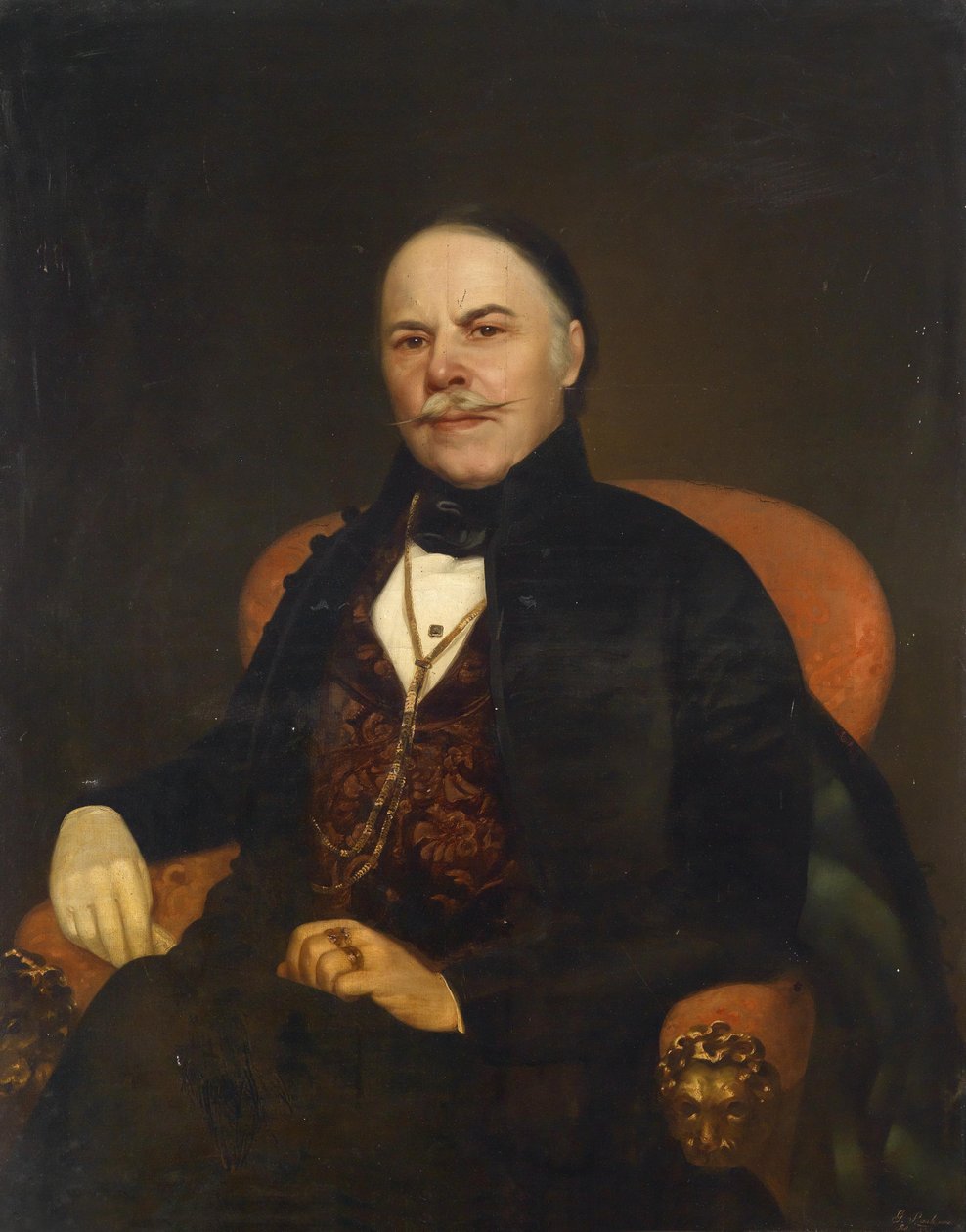 Portret dżentelmena w czerwonym fotelu autorstwa Georg Raab