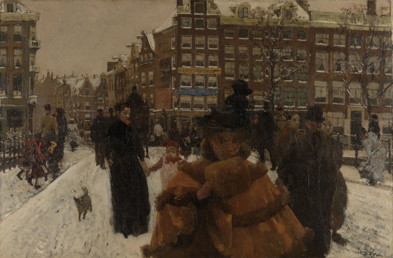 Most Singela przy Paleisstraat w Amsterdamie, 1896-8 autorstwa George Hendrik Breitner