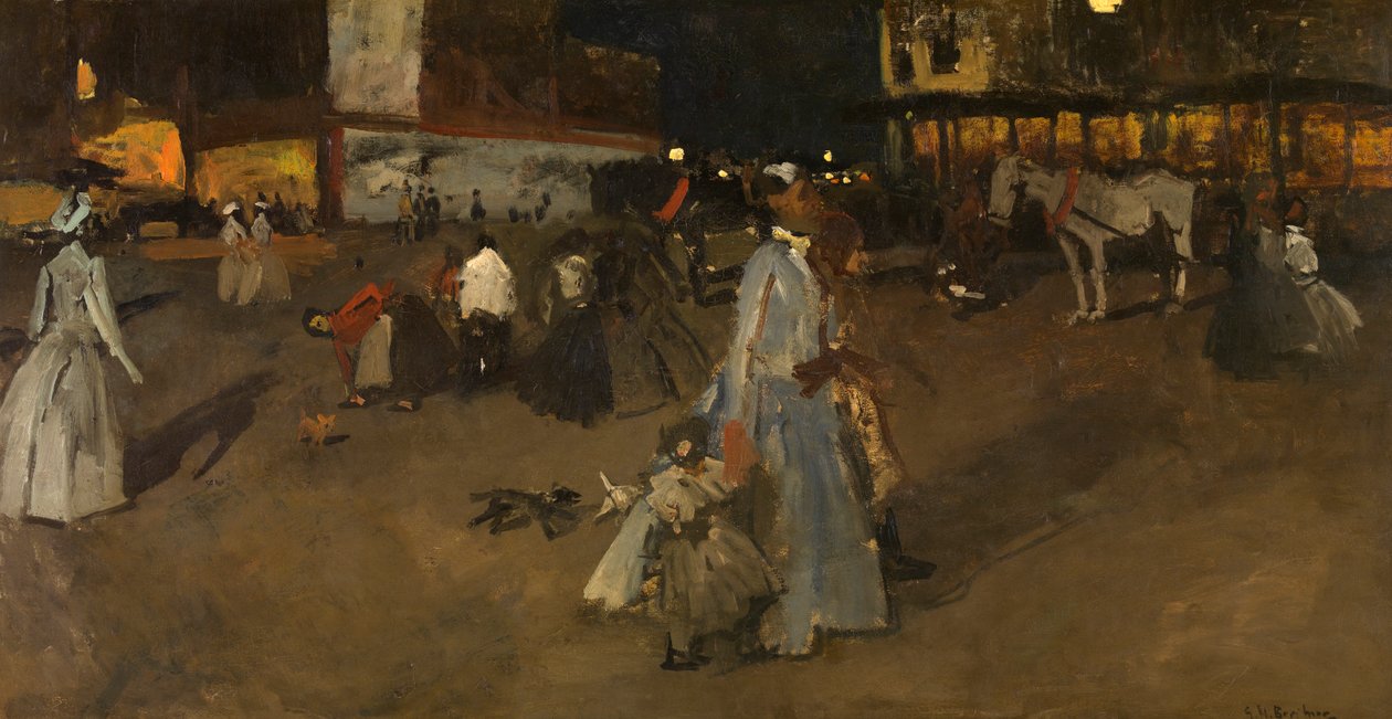 Wieczór na tamie w Amsterdamie (olej na płótnie) autorstwa Georg Hendrik Breitner