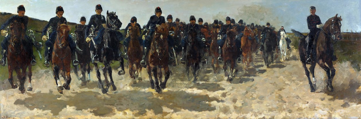 „Kawaleria” (Kawaleria) Obraz George Hendrik Breitner (1857-1923) - 1883-1888 - Olej na płótnie, wym. 137x337 cm Gemeentemuseum Den Haag (Haga) Holandia autorstwa Georg Hendrik Breitner