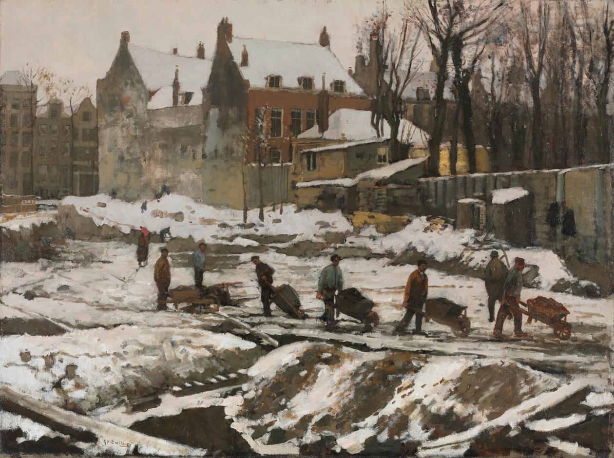 Plac budowy w Amsterdamie, ok. 1902 (olej na tkaninie) autorstwa Georg Hendrik Breitner