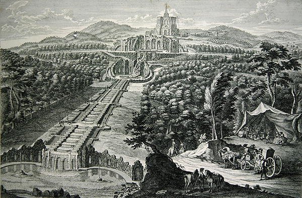 Widok na Oktagon i Kaskady, grawerowane przez W.C. Mayr (grawerowanie i trawienie miedzi) autorstwa Georg (after) Finck or Fuenck