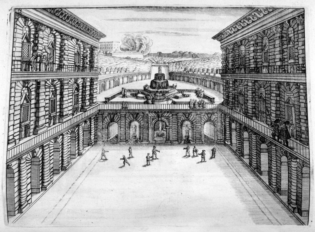 Projekt zamku i ogrodu, 1664 autorstwa Georg Andreas Bockler