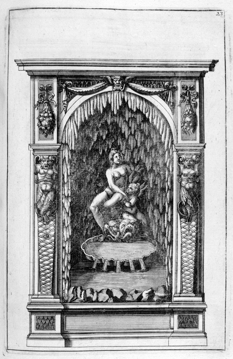 Fontanna, projekt groty, 1664. autorstwa Georg Andreas Bockler