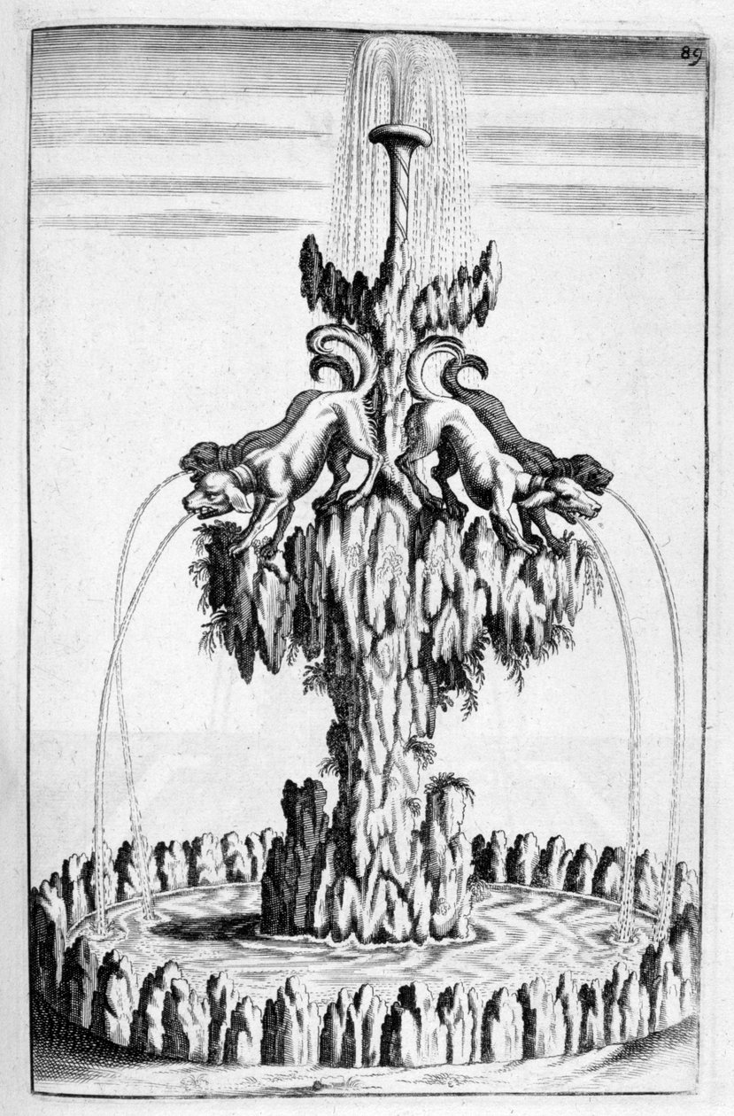 Fontanna z motywem psa, 1664 autorstwa Georg Andreas Bockler
