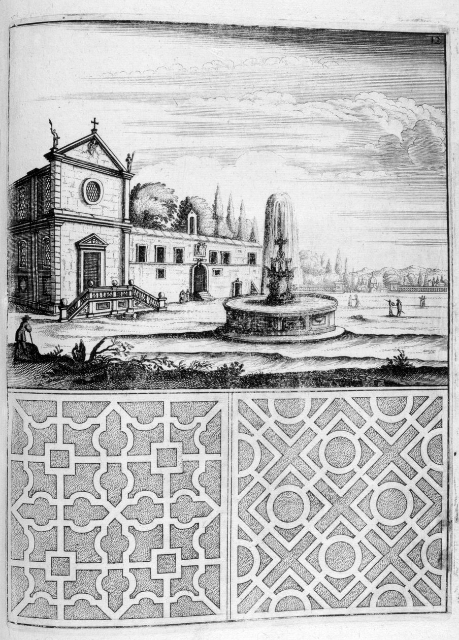 Projekt domu, fontanny i ogrodu, 1664 autorstwa Georg Andreas Bockler