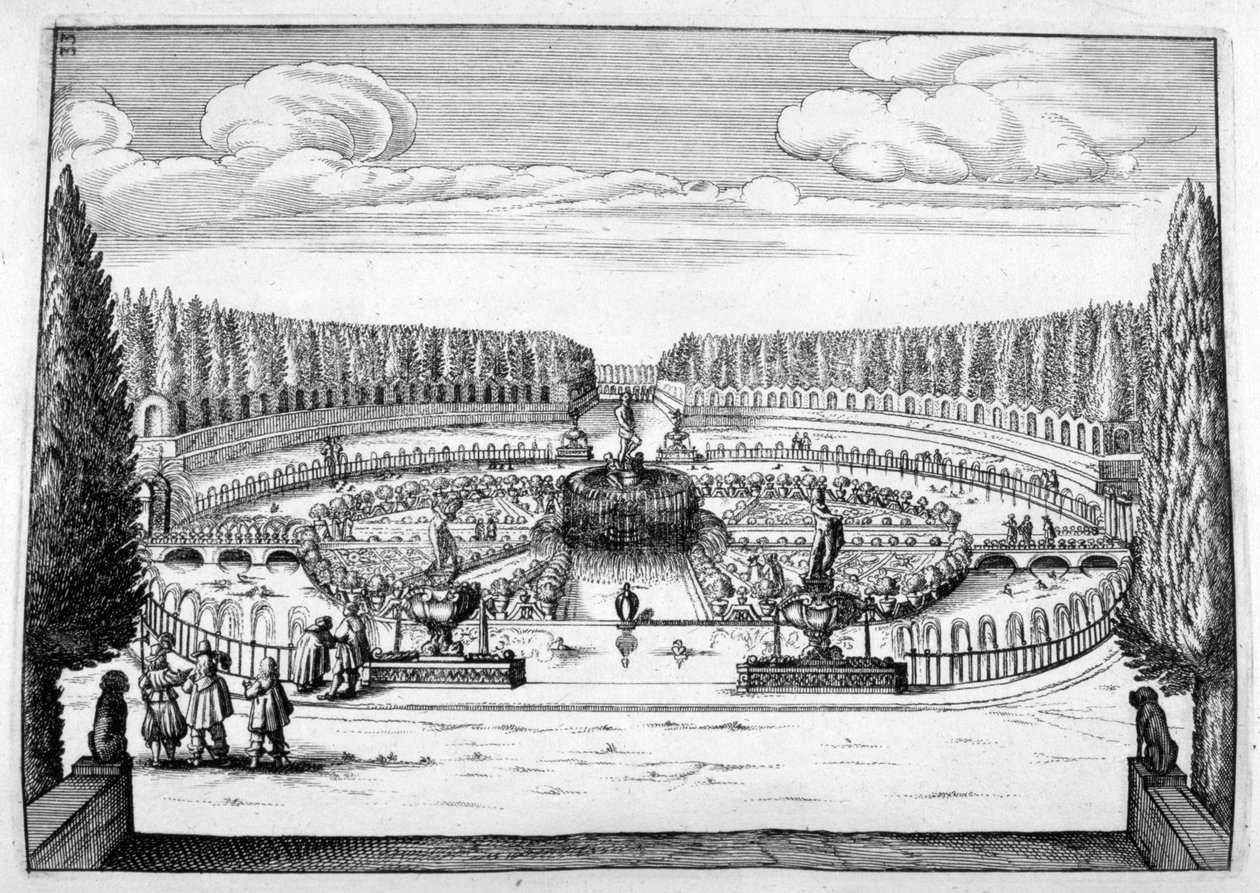 Ozdobna fontanna i projekt ogrodu, 1664 autorstwa Georg Andreas Bockler