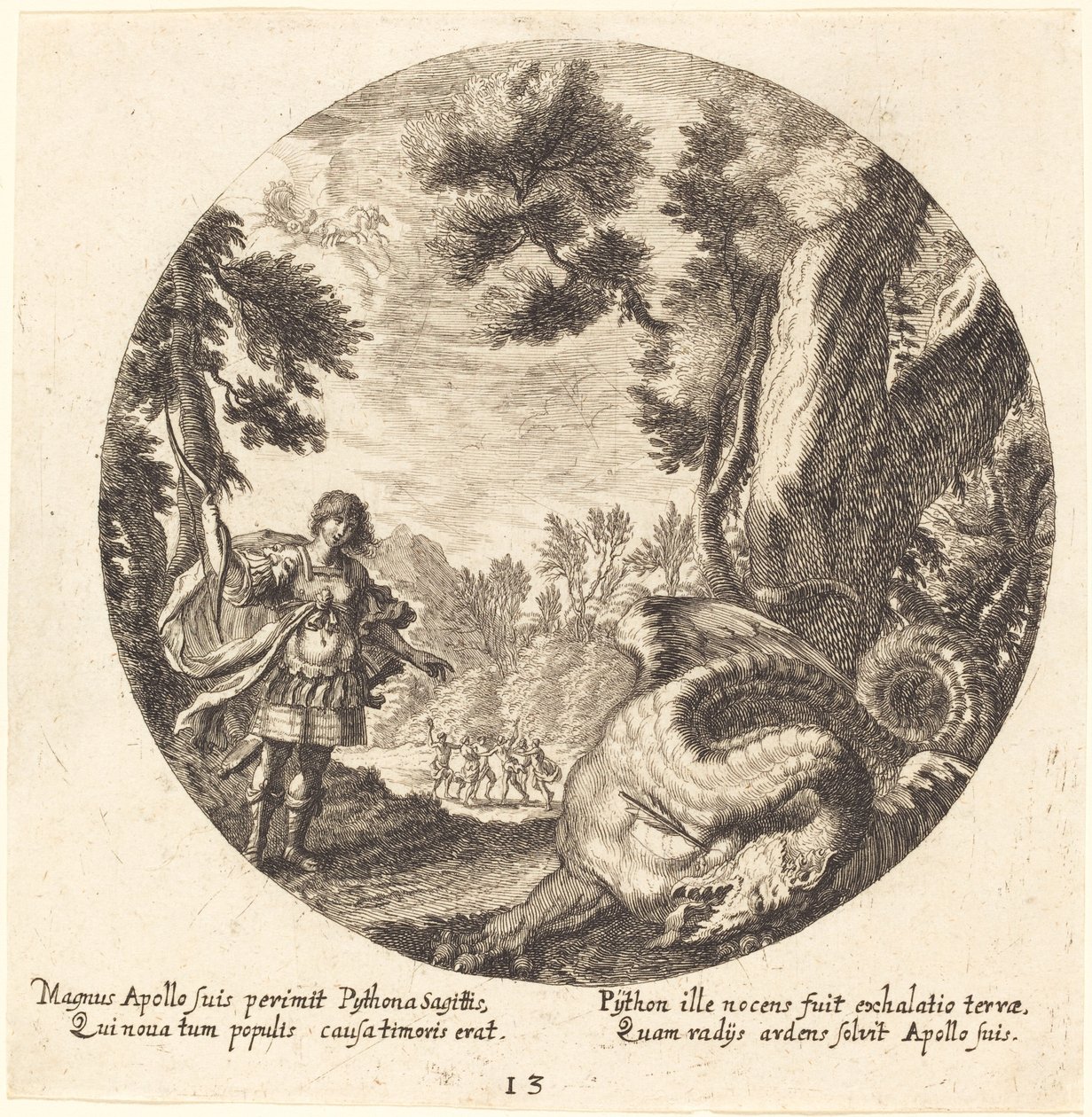 Apollo zabija Pythona autorstwa Georg Andreas Wolfgang the Elder