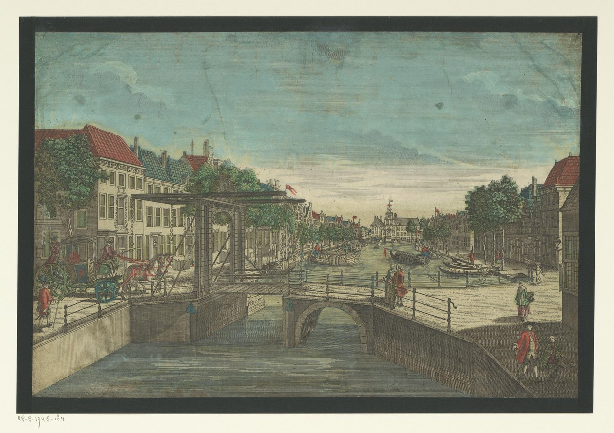 Widok na Bierkade w Hadze autorstwa Georg Balthasar Probst (possibly)