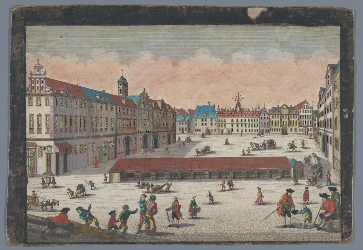 Widok na Plac Solny we Wrocławiu od południa Der Saltz Ring, oder Plaz in Breslau gegen Mittag anzusehen (tytuł na obiekcie) autorstwa Georg Balthasar Probst (possibly)