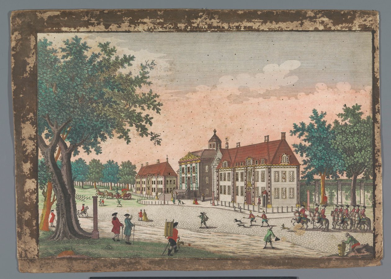 Widok na pałac Huis ten Bosch w Hadze Gesicht des Lust-Hausses Orange Hall (tytuł na obiekcie) Haga (tytuł serii) autorstwa Georg Balthasar Probst