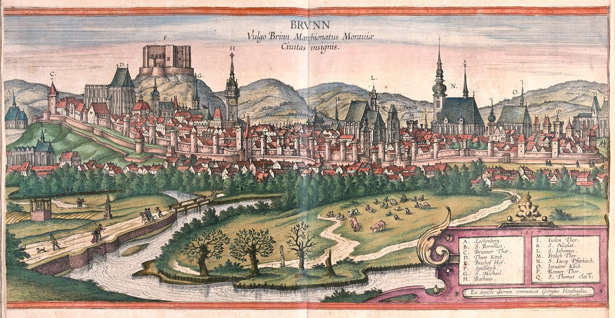 Brno (Morawy), Republika Czeska - w "Civitates Orbis Terrarum" Georga Brauna, Kolonia 1617 r. autorstwa Georg Braun