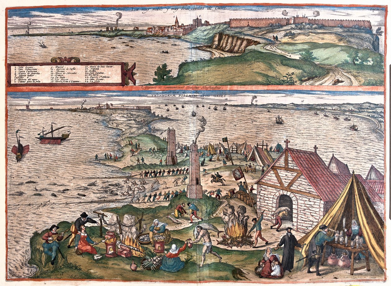 Cadice, Hiszpania - w "Civitates Orbis Terrarum" Georga Brauna, Kolonia 1617 r. autorstwa Georg Braun