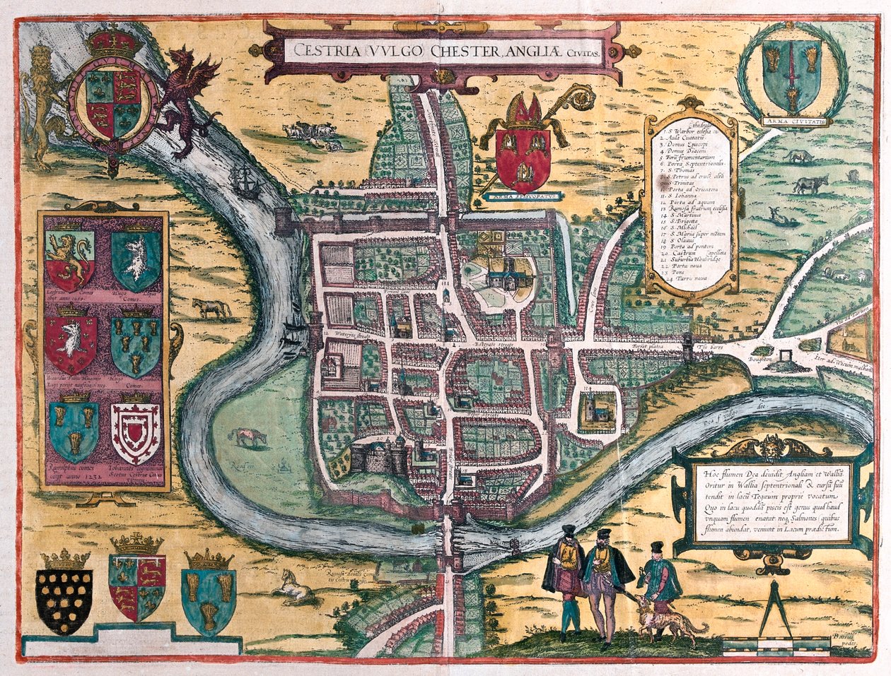 Chester - Wielka Brytania, w "Civitates Orbis Terrarum" Georga Brauna, Kolonia 1617 r. autorstwa Georg Braun