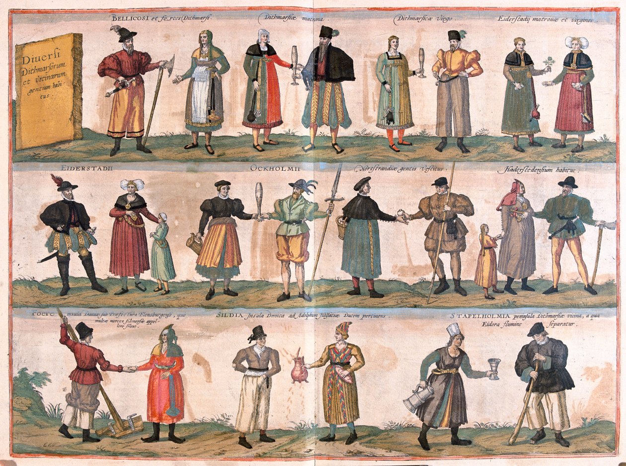 Kostiumy dla mężczyzn i kobiet - w "Civitates Orbis Terrarum" Georga Brauna, Kolonia 1617 r. autorstwa Georg Braun