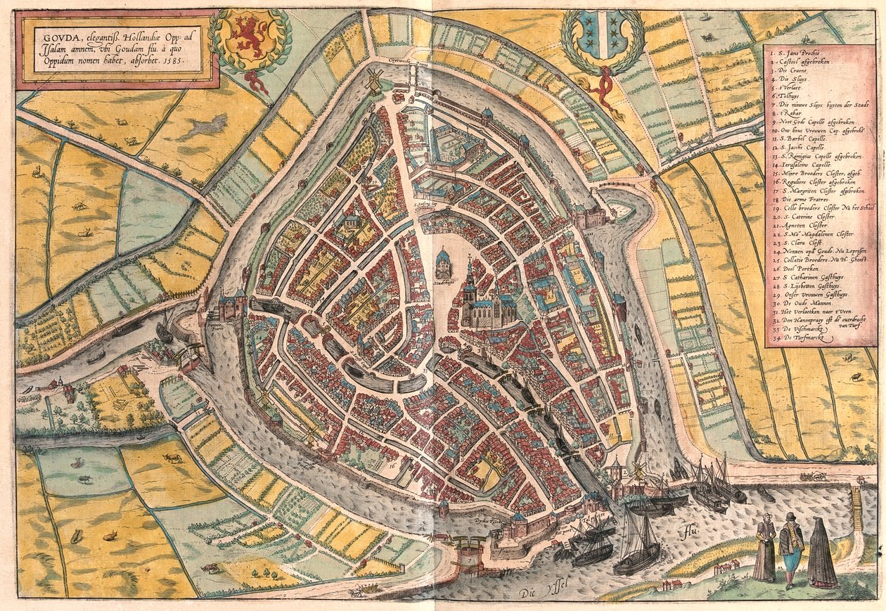 Goude, Holandia - w "Civitates Orbis Terrarum" Georga Brauna, Kolonia 1617 r. autorstwa Georg Braun