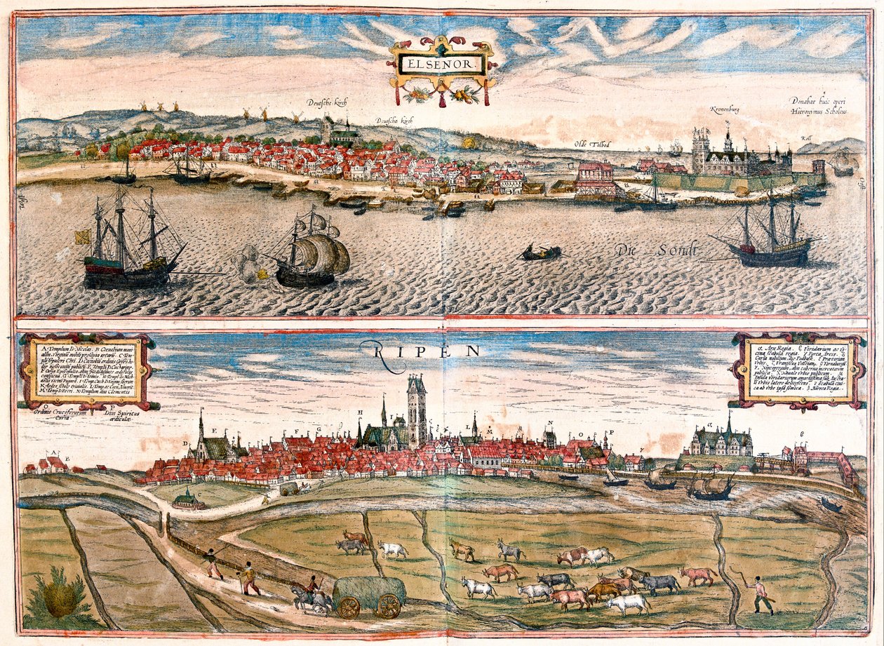 Helsingor (Helsimor - Hamlet), Dania - w "Civitates Orbis Terrarum" Georga Brauna, Kolonia 1617 r. autorstwa Georg Braun