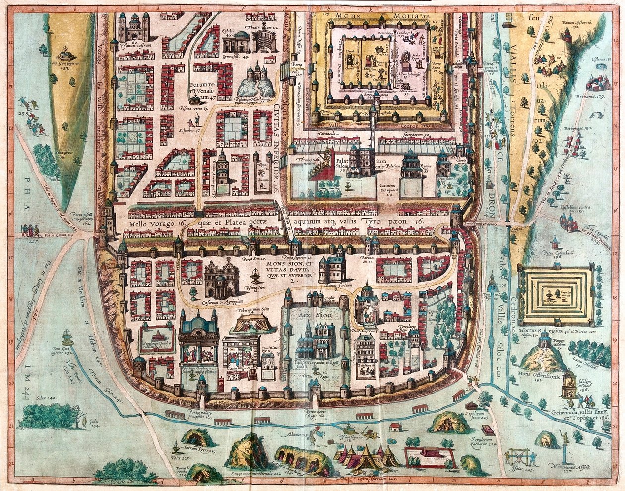 Jerozolima, Izrael - w "Civitates Orbis Terrarum" Georga Brauna, Kolonia 1617 r. autorstwa Georg Braun