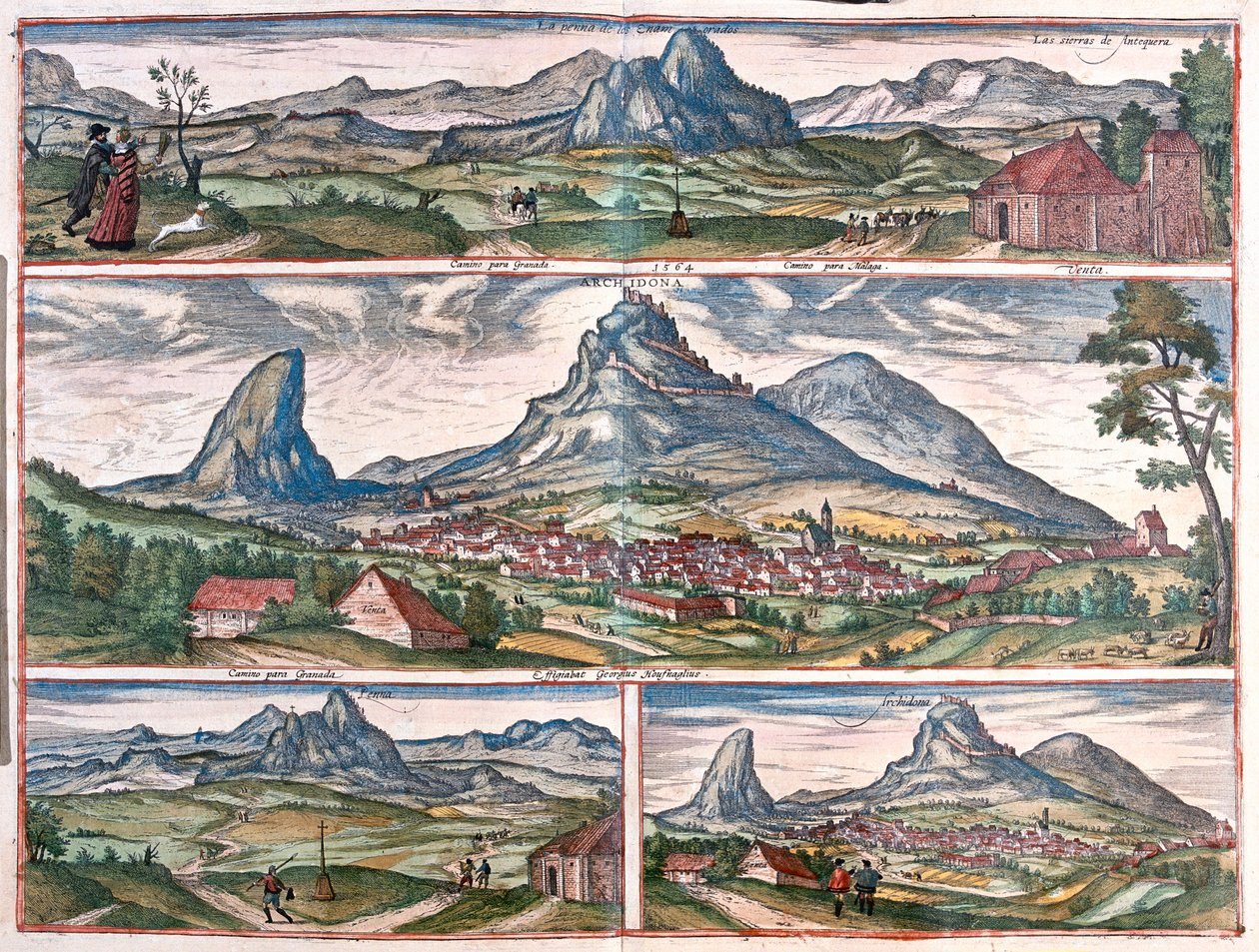 Skała Kochanków - Archidona, niedaleko Malagi, Hiszpania - w "Civitates Orbis Terrarum" Georga Brauna, Kolonia 1617 r. autorstwa Georg Braun