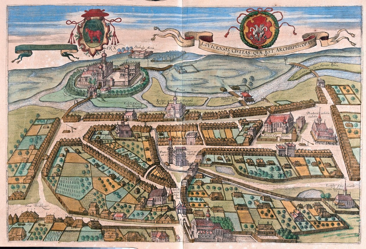 Łowicz, Polska - w "Civitates Orbis Terrarum" Georga Brauna, Kolonia 1617 r. autorstwa Georg Braun