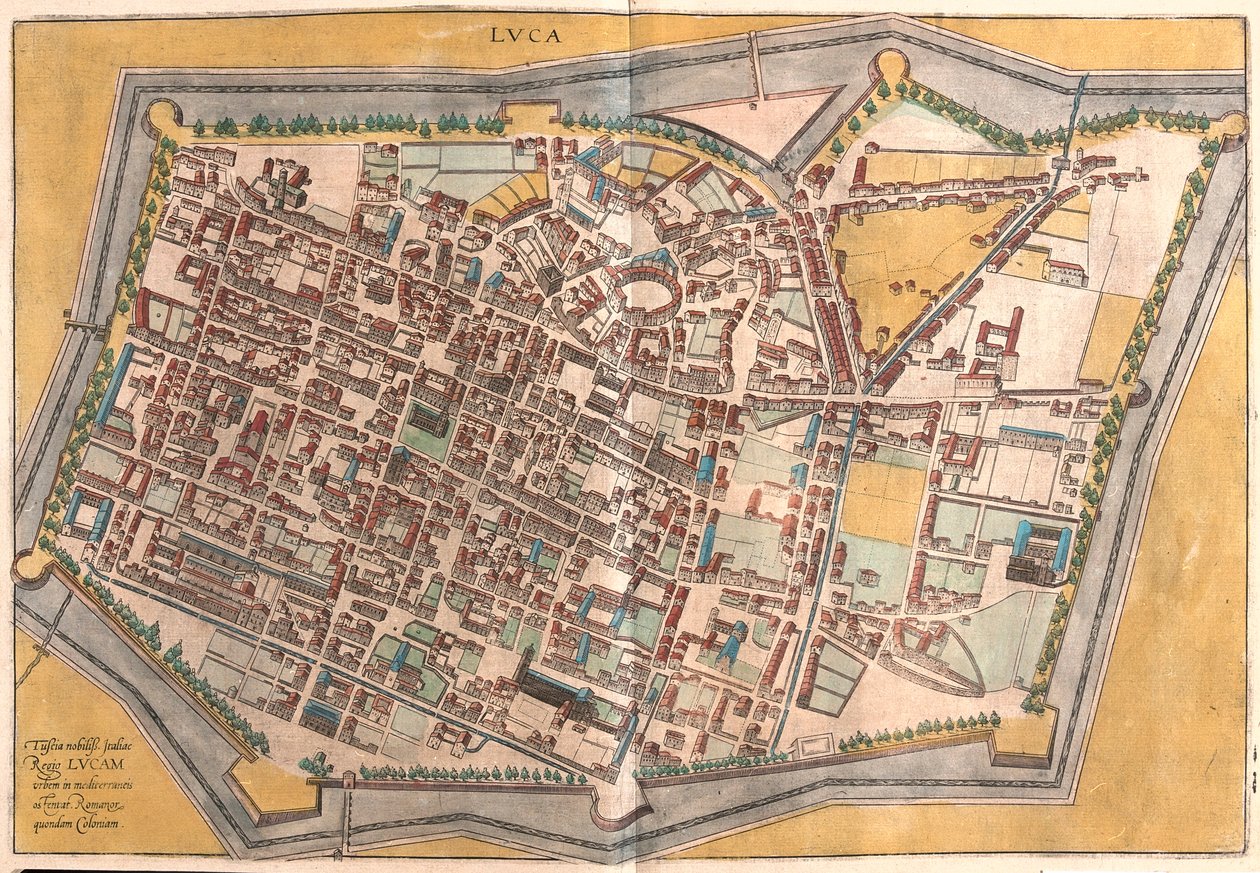 Lucca, Włochy - w "Civitates Orbis Terrarum" Georga Brauna, Kolonia 1617 r. autorstwa Georg Braun