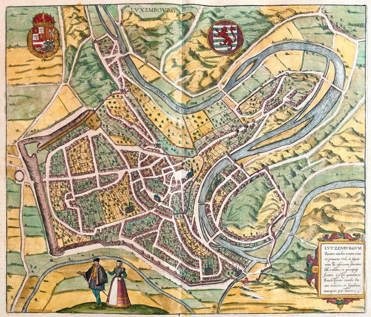 Luxenbourg, w "Civitates Orbis Terrarum" Georga Brauna, Kolonia 1617 r. autorstwa Georg Braun