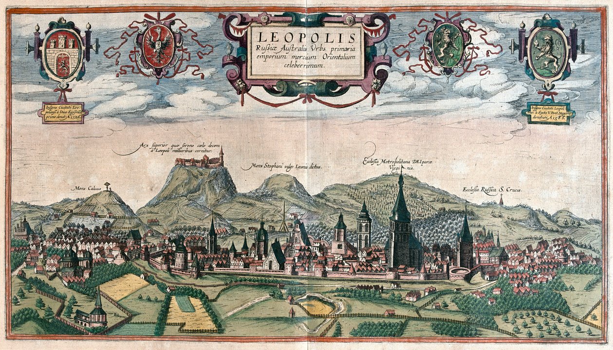 Lwów, Ukraina - w "Civitates Orbis Terrarum" Georga Brauna, Kolonia 1617 r. autorstwa Georg Braun