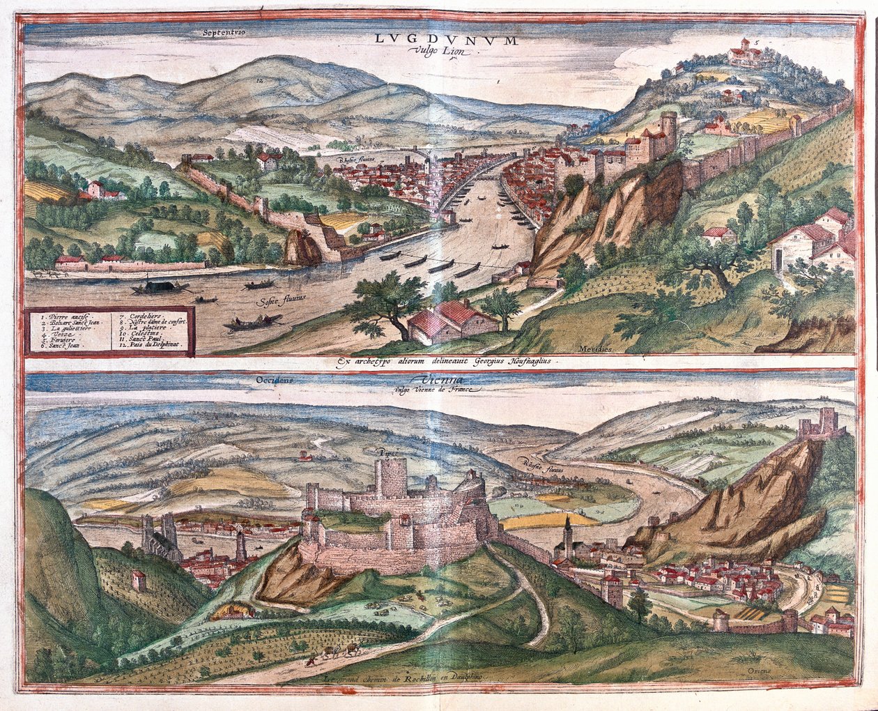 Lyon - Vienne, Francja - w "Civitates Orbis Terrarum" Georga Brauna, Kolonia 1617 r. autorstwa Georg Braun