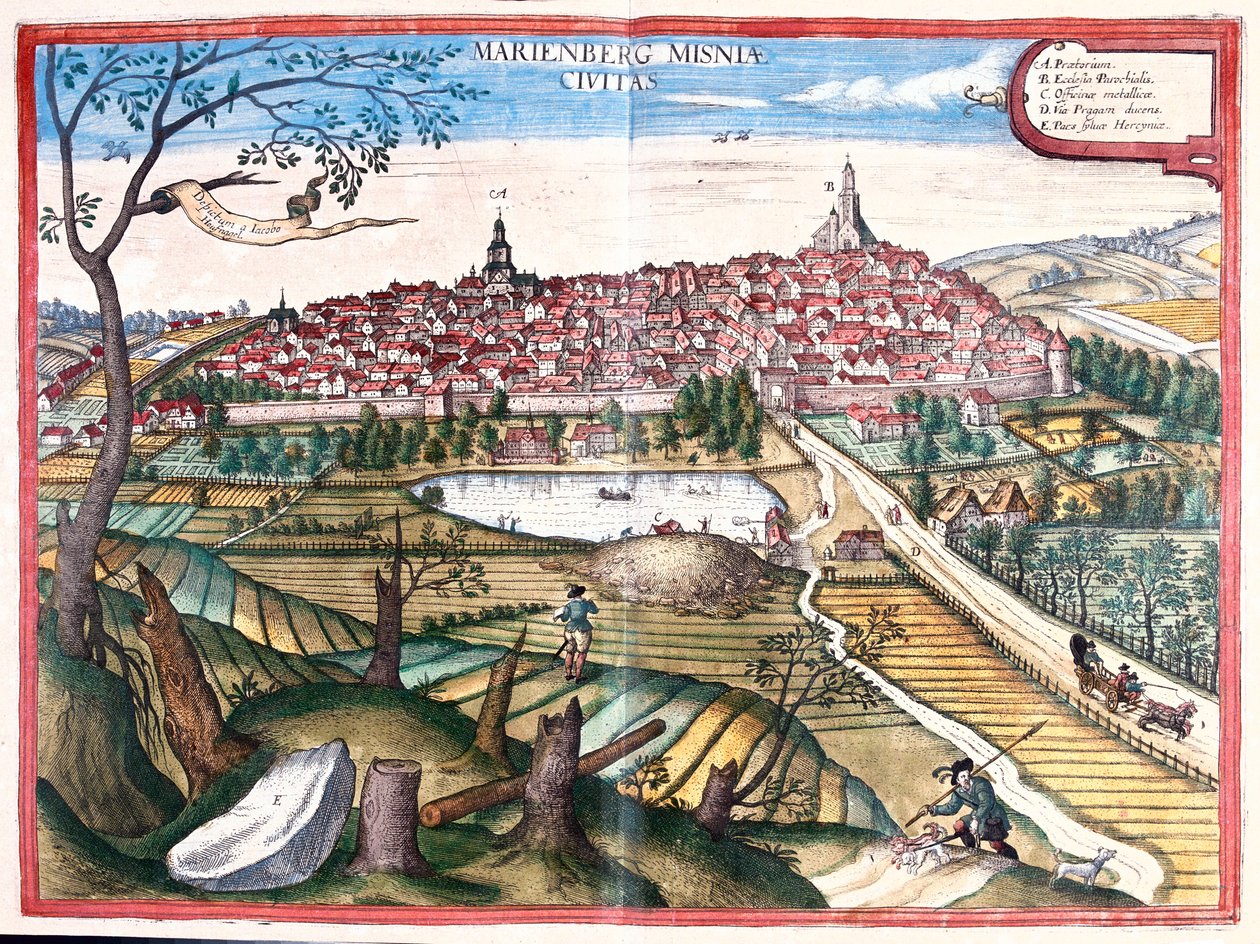 Marienberg, Niemcy - w "Civitates Orbis Terrarum" Georga Brauna, Kolonia 1617 r. autorstwa Georg Braun