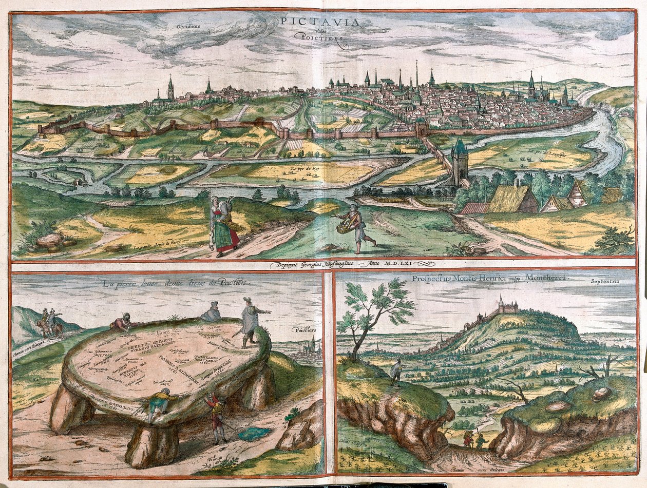 Montpellier, Tours i Poitiers, Francja - w "Civitates Orbis Terrarum" Georga Brauna, Kolonia 1617 r. autorstwa Georg Braun