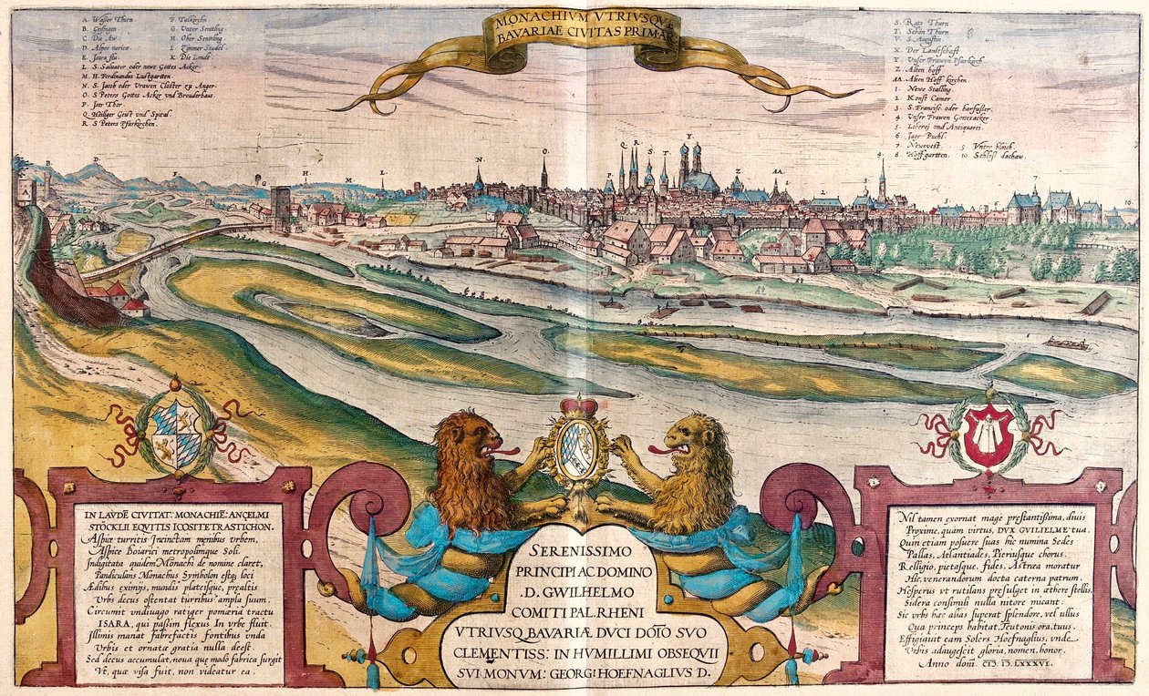 Monachium, Niemcy - w "Civitates Orbis Terrarum" Georga Brauna, Kolonia 1617 r. autorstwa Georg Braun