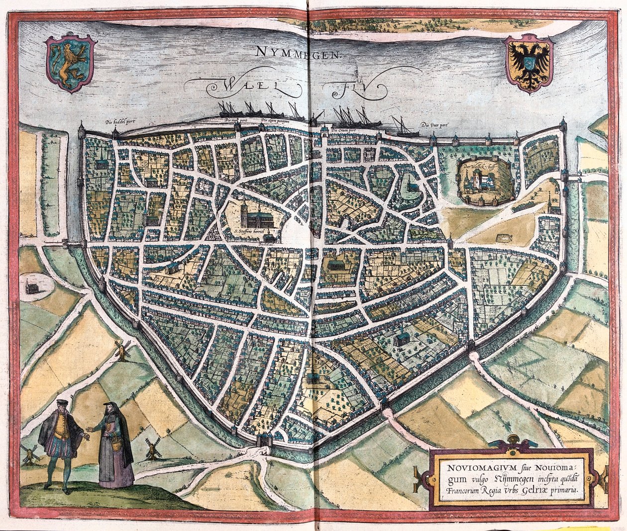 Nijmegen - Holandia, w "Civitates Orbis Terrarum" Georga Brauna, Kolonia 1617 r. autorstwa Georg Braun