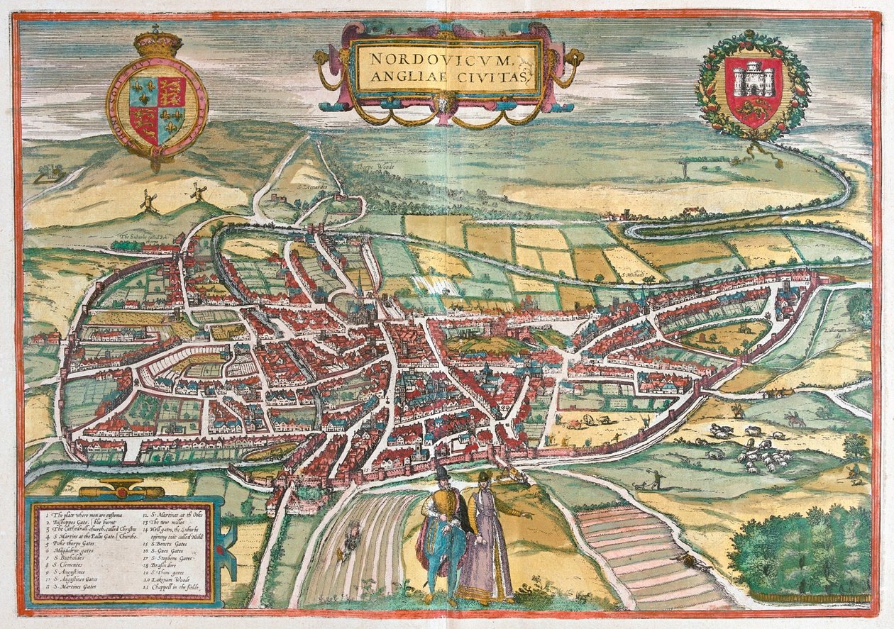 Norfolk - Wielka Brytania, w "Civitates Orbis Terrarum" Georga Brauna, Kolonia 1617 r. autorstwa Georg Braun