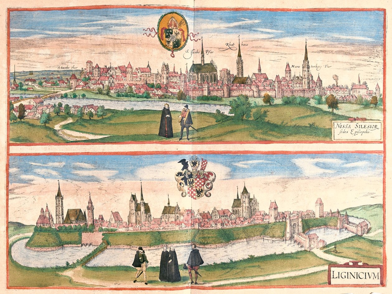 Nysa - Legnica, Polska - w "Civitates Orbis Terrarum" Georga Brauna, Kolonia 1617 r. autorstwa Georg Braun