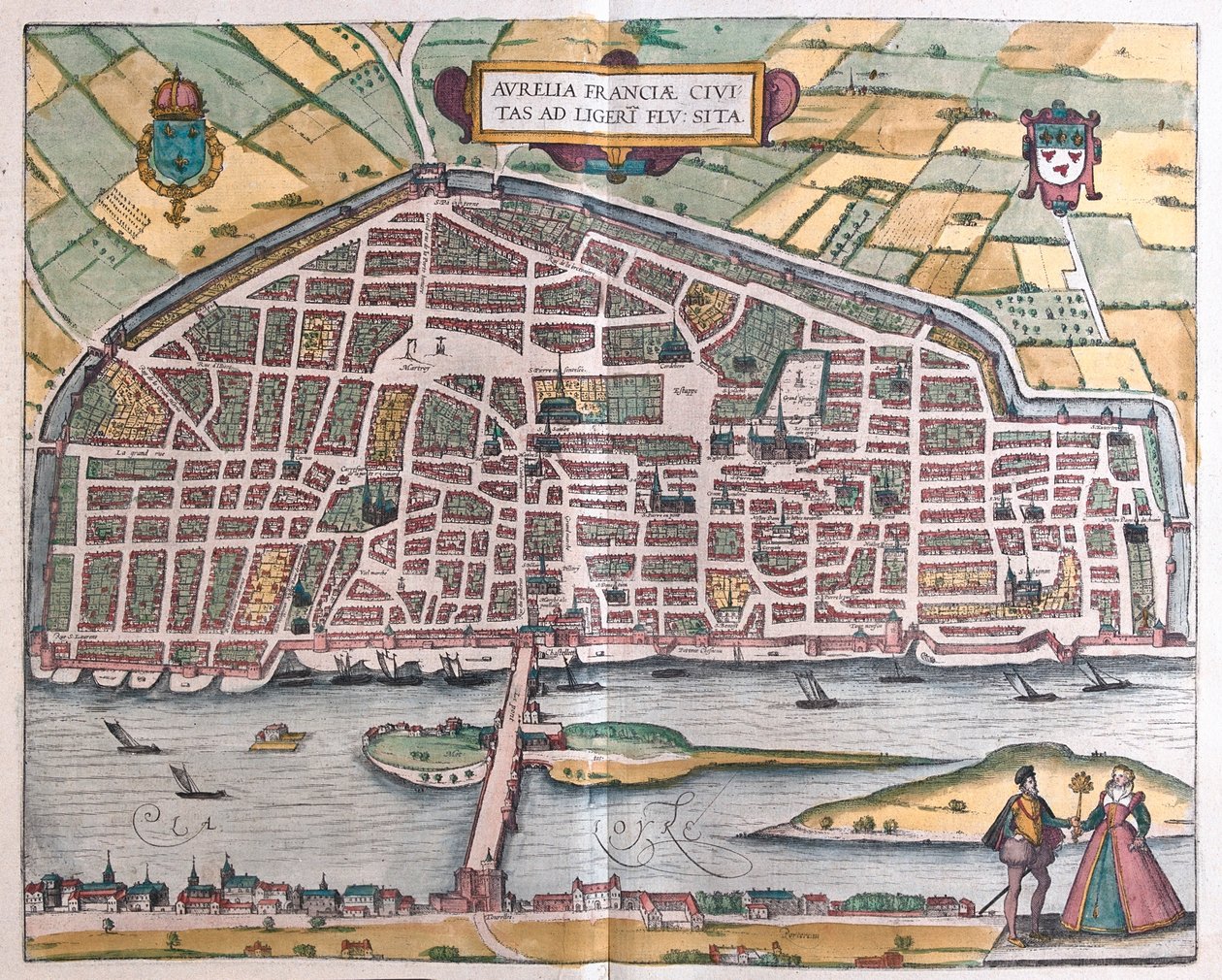 Orlean - Francja, w "Civitates Orbis Terrarum" Georga Brauna, Kolonia 1617 r. autorstwa Georg Braun