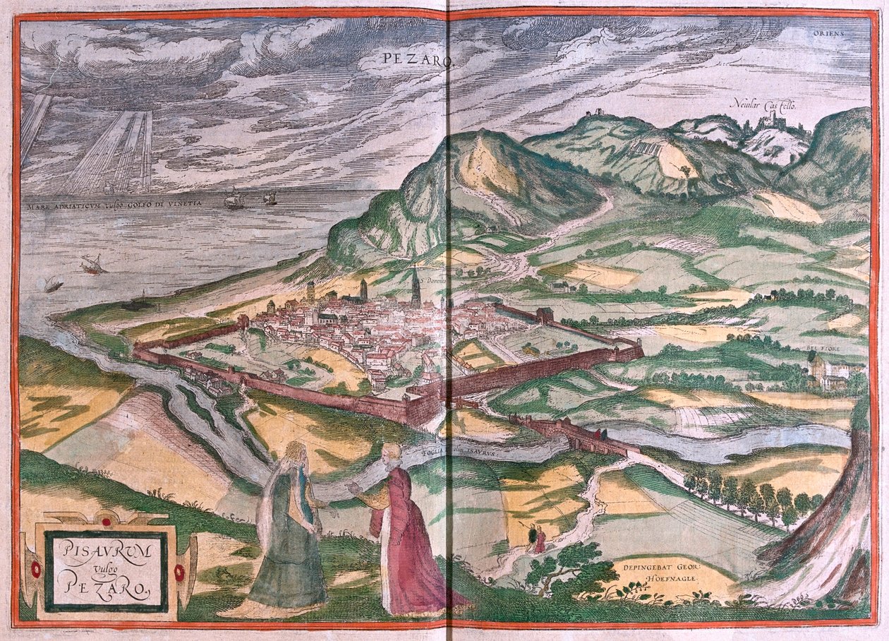 Pesaro, Włochy - w "Civitates Orbis Terrarum" Georga Brauna, Kolonia 1617 r. autorstwa Georg Braun