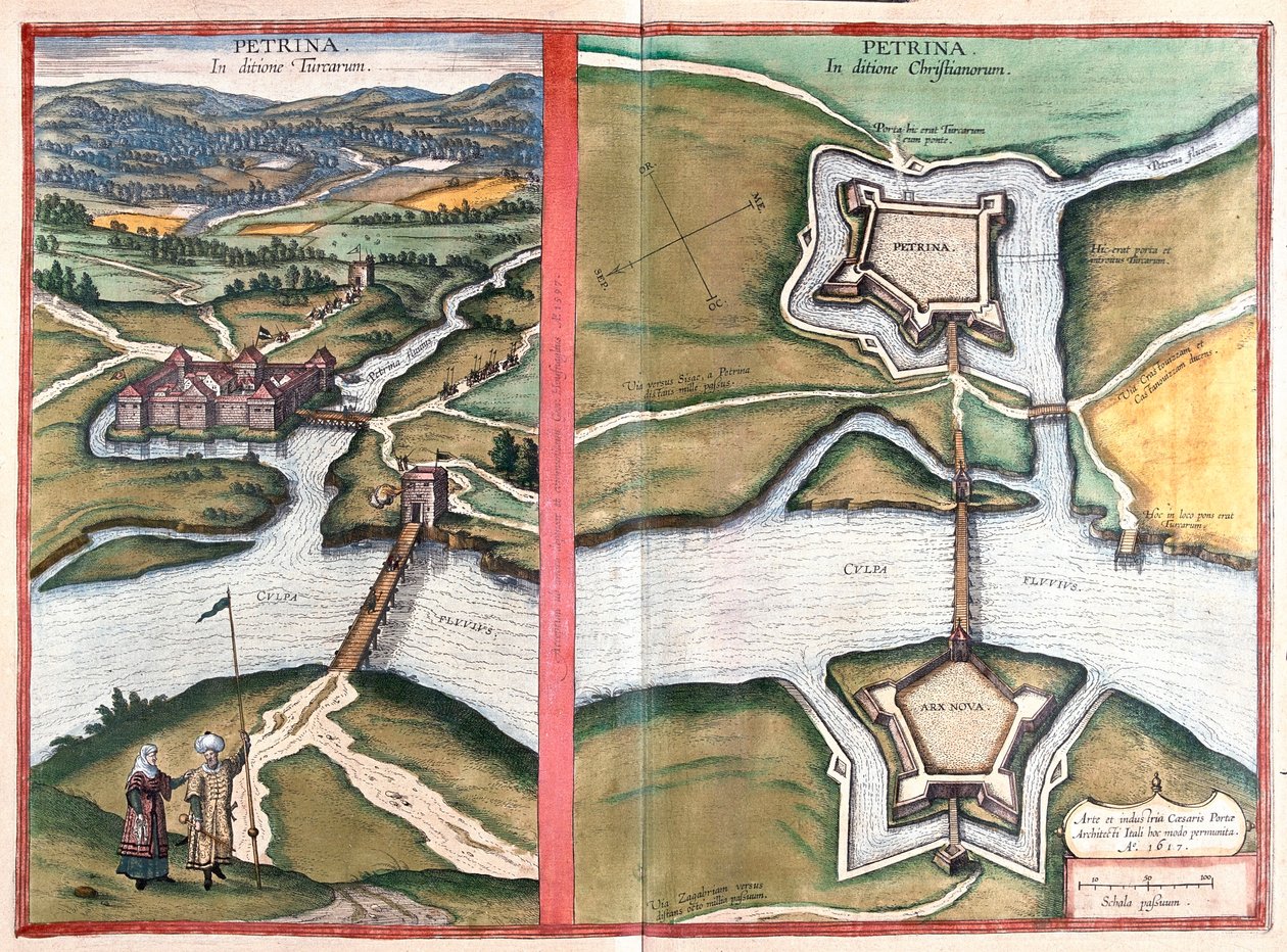 Petrinja, Chorwacja - w "Civitates Orbis Terrarum" Georga Brauna, Kolonia 1617 r. autorstwa Georg Braun