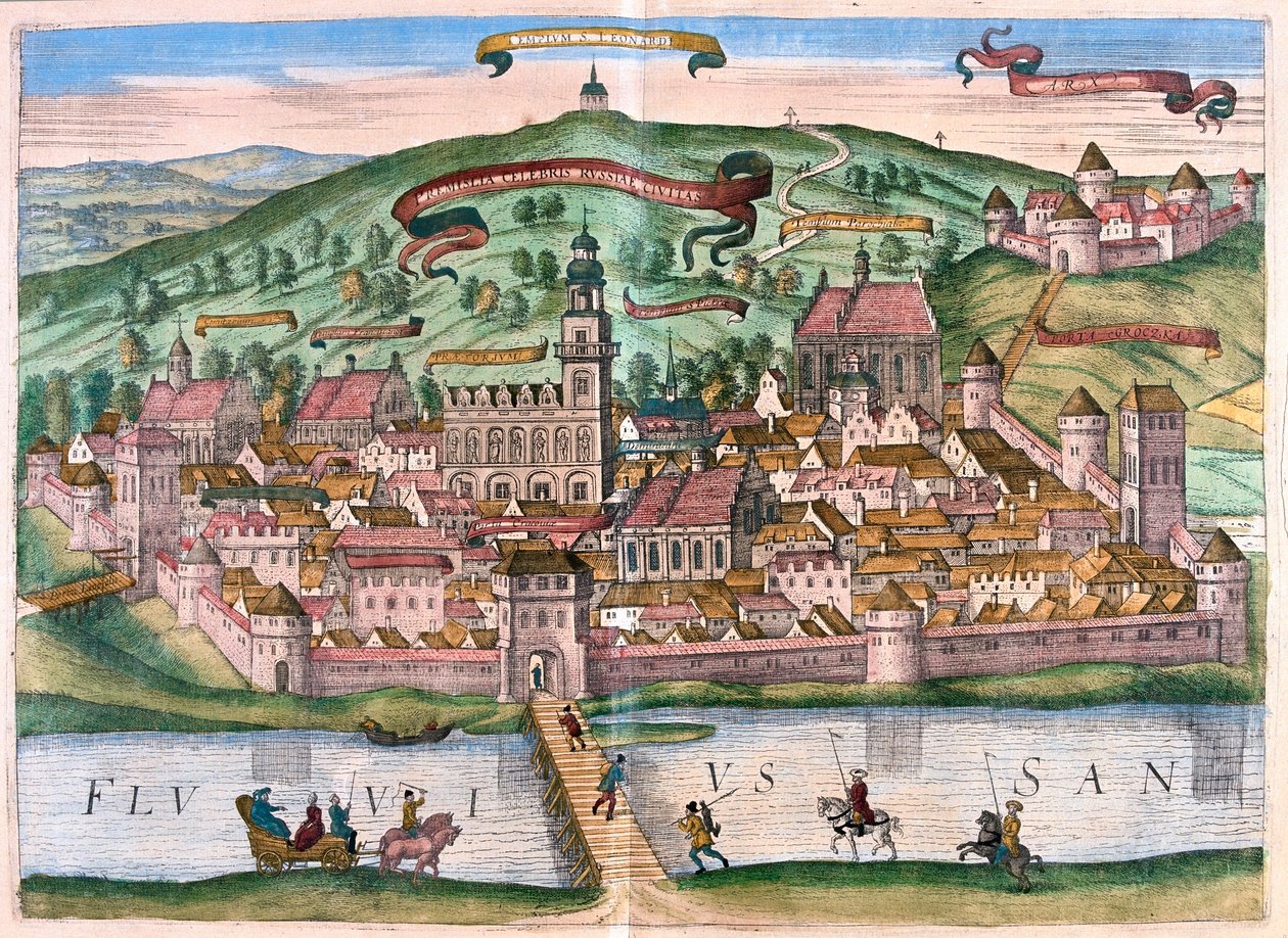 Przemyśl, Polska - w "Civitates Orbis Terrarum" Georga Brauna, Kolonia 1617 r. autorstwa Georg Braun