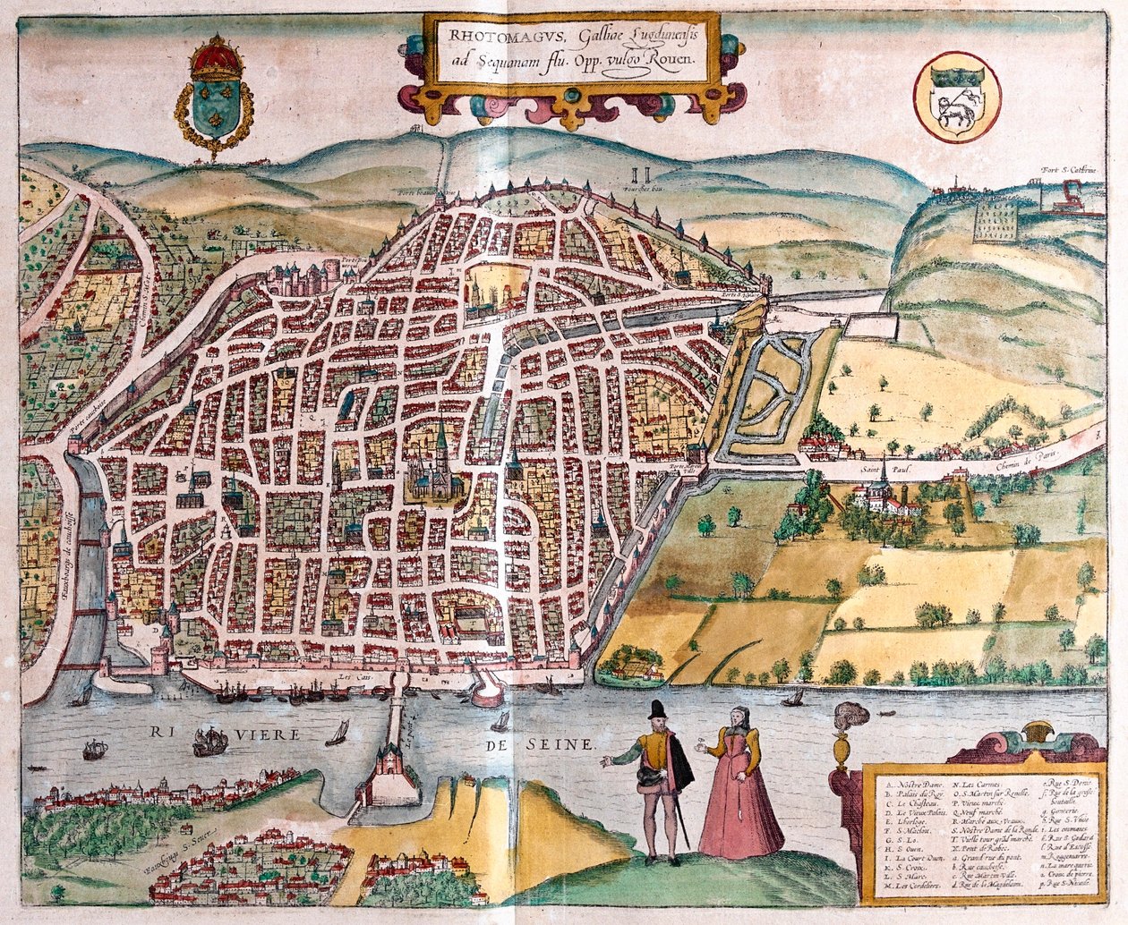 Rouen - Francja, w "Civitates Orbis Terrarum" Georga Brauna, Kolonia 1617 r. autorstwa Georg Braun