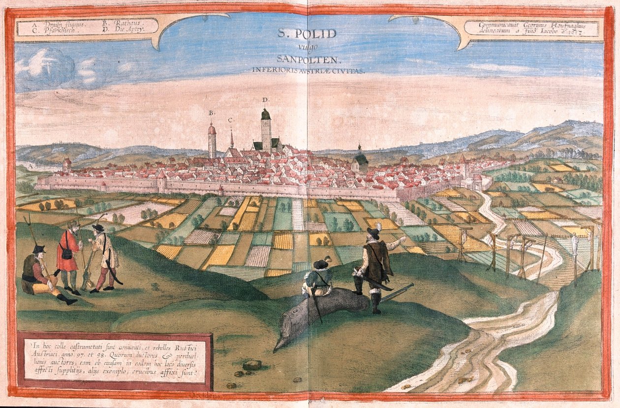 Sankt Polten, Austria - w "Civitates Orbis Terrarum" Georga Brauna, Kolonia 1617 r. autorstwa Georg Braun