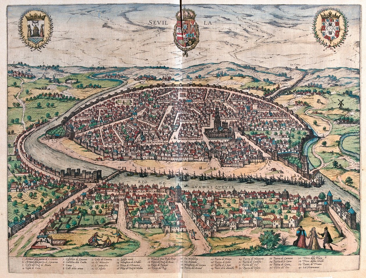 Sewilla, Hiszpania - w "Civitates Orbis Terrarum" Georga Brauna, Kolonia 1617 r. autorstwa Georg Braun