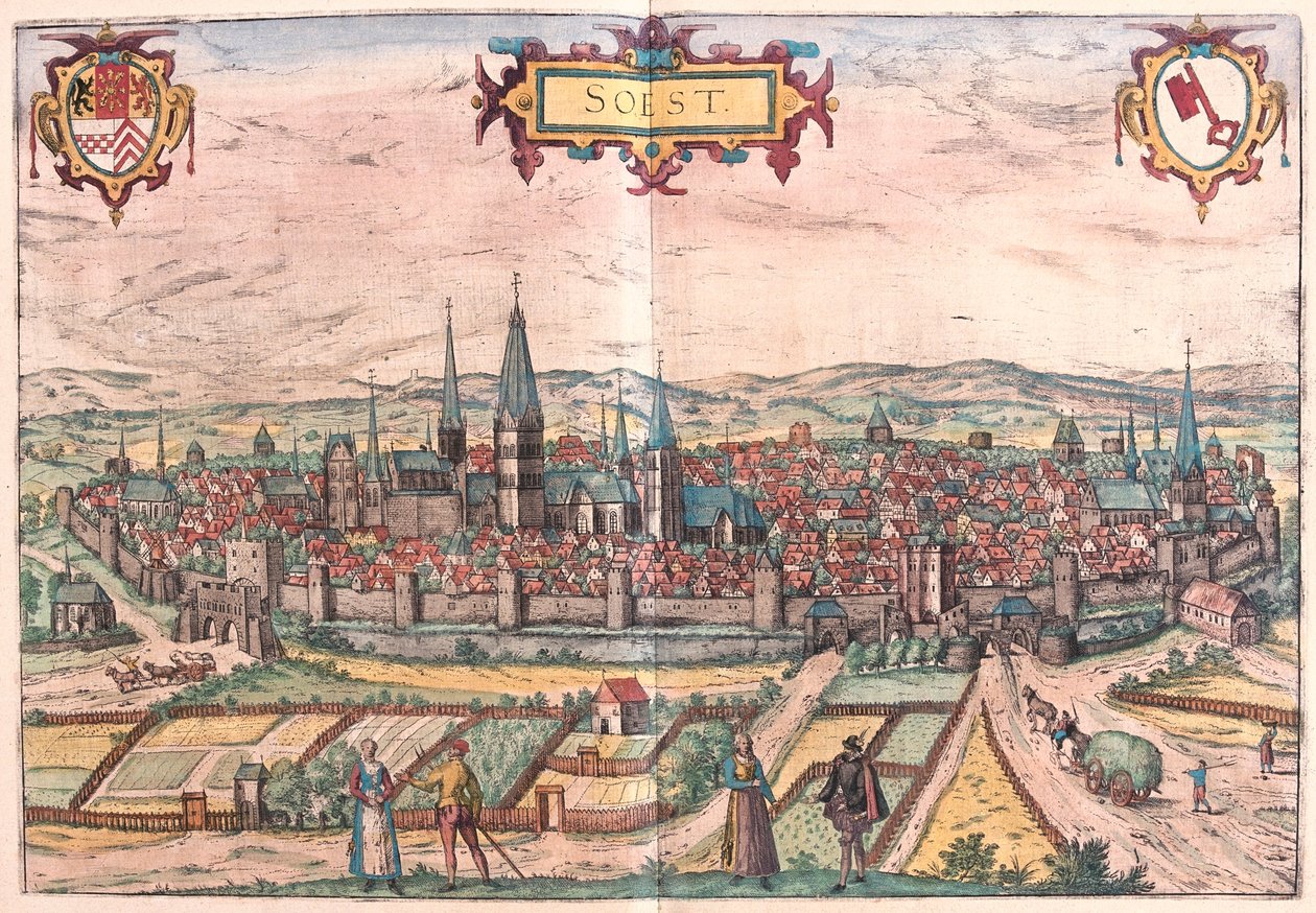 Soest, Niemcy - w "Civitates Orbis Terrarum" Georga Brauna, Kolonia 1617 r. autorstwa Georg Braun