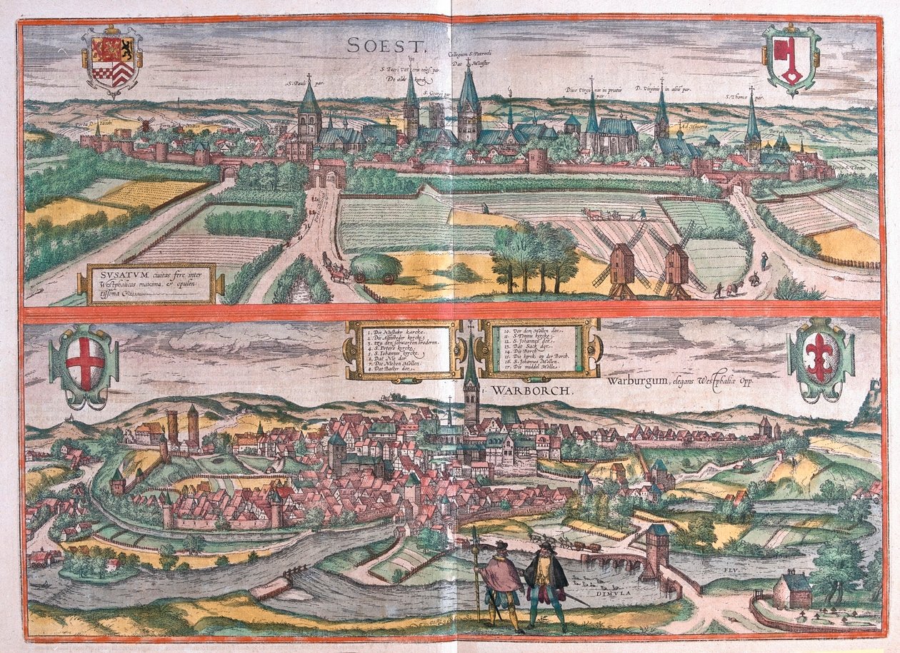 Soest, Warburg, Niemcy - w "Civitates Orbis Terrarum" Georga Brauna, Kolonia 1617 r. autorstwa Georg Braun