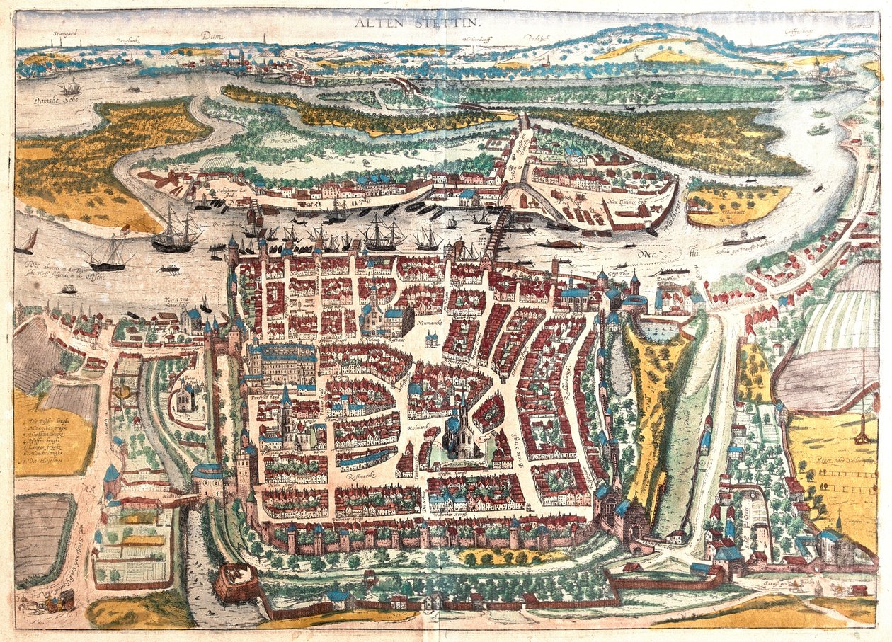 Szczecin, Polska - w "Civitates Orbis Terrarum" Georga Brauna, Kolonia 1617 r. autorstwa Georg Braun
