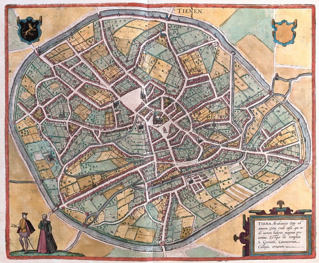 Tienen, Belgia, w "Civitates Orbis Terrarum" Georga Brauna, Kolonia 1617 r. autorstwa Georg Braun